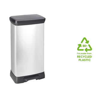 Tretmülleimer Deco Rechteckig 50L Silbern