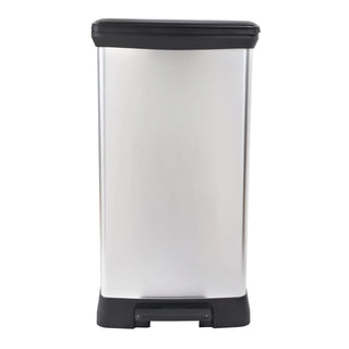 Tretmülleimer Deco Rechteckig 50L Silbern