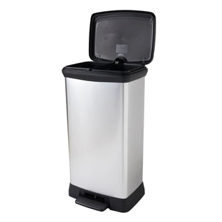 Tretmülleimer Deco Rechteckig 50L Silbern
