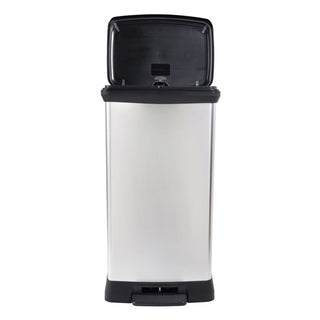 Tretmülleimer Deco Rechteckig 50L Silbern