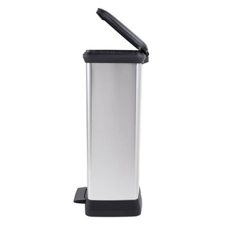 Tretmülleimer Deco Rechteckig 50L Silbern