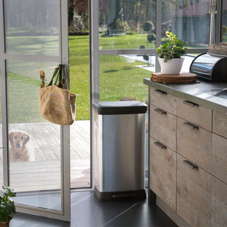 Tretmülleimer Deco Rechteckig 50L Silbern