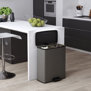 Duo Tretmülleimer Deco 26L+26L Grau