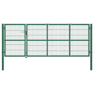 Gartentor mit Pfosten 350 x 120 cm Stahl Grün