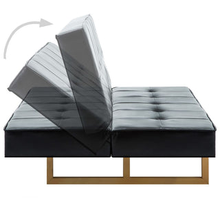 Schlafsofa Kunstleder Schwarz