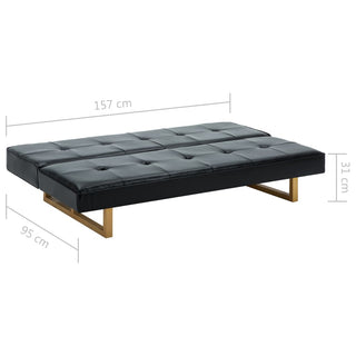 Schlafsofa Kunstleder Schwarz