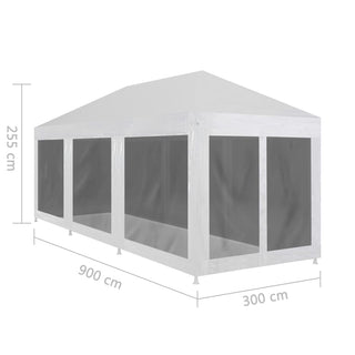 Partyzelt mit 8 Mesh-Seitenwänden 9 x 3 m