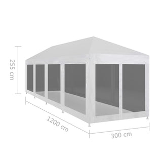 Partyzelt mit 10 Mesh-Seitenwänden 12 x 3 m