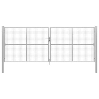 Gartentor Verzinkter Stahl 415 x 200 cm Silbern