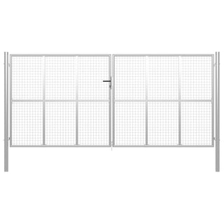 Gartentor Verzinkter Stahl 415 x 250 cm Silbern