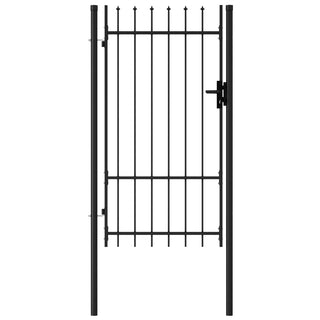 Zauntor Einzelflügel mit Speerspitzen Stahl 1 x 1,75 m Schwarz