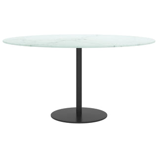 Tischplatte Weiß Ø80x1 cm Hartglas in Marmoroptik