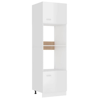 Mikrowellenumbauschrank Lyon Hochglanz-Weiß 60x57x207 cm