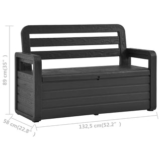 Gartenbank mit Stauraum 132,5 cm Kunststoff Anthrazit