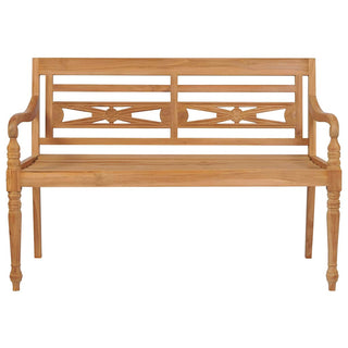 Batavia-Gartenbank mit Weinrotem Kissen 120 cm Teak Massivholz