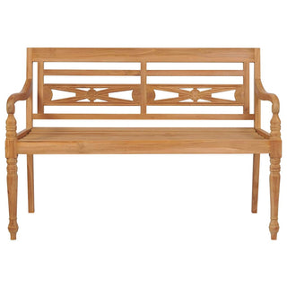 Batavia-Gartenbank Graues Karomuster-Kissen 120 cm Teak Massiv
