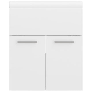 Waschbeckenunterschrank mit Einbaubecken Hochglanz-Weiß