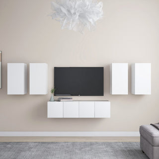 6-tlg. TV-Schrank-Set Weiß Holzwerkstoff