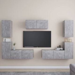 7-tlg. TV-Schrank-Set Betongrau Holzwerkstoff
