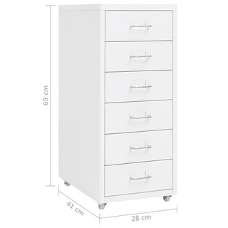 Aktenschrank mit Rollen Weiß 28x41x69 cm Metall