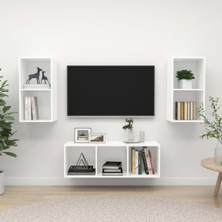 3-tlg. TV-Schrank-Set Weiß Holzwerkstoff