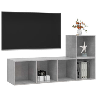 2-tlg. TV-Schrank-Set Betongrau Holzwerkstoff