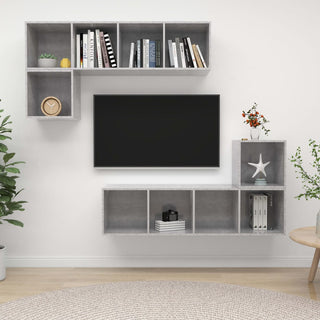 4-tlg. TV-Schrank-Set Betongrau Holzwerkstoff