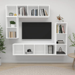 4-tlg. TV-Schrank-Set Weiß Holzwerkstoff