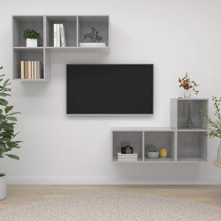 TV-Wandschränke 4 Stk. Betongrau Holzwerkstoff