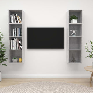 TV-Wandschränke 2 Stk. Betongrau Holzwerkstoff