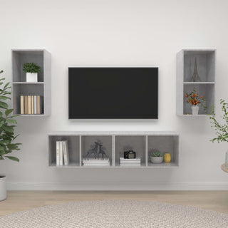 TV-Wandschränke 4 Stk. Betongrau Holzwerkstoff