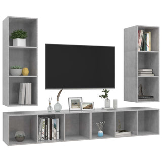 TV-Wandschränke 4 Stk. Betongrau Holzwerkstoff