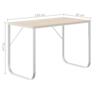 Computertisch Weiß und Eiche-Optik 110x60x73 cm Holzwerkstoff