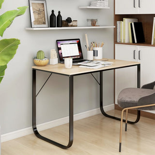 Computertisch Schwarz und Eiche-Optik 110x60x73cm Holzwerkstoff