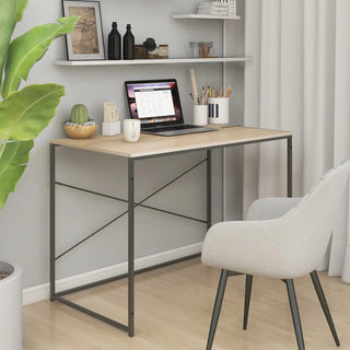 Computertisch Schwarz und Eiche-Optik 110x60x70cm Holzwerkstoff
