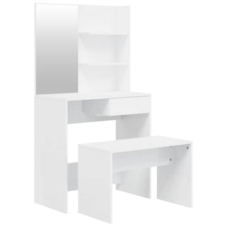 Schminktisch-Set Hochglanz-Weiß 74,5x40x141 cm