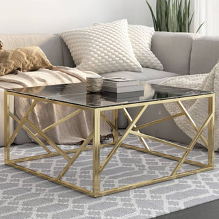 Couchtisch Golden Edelstahl und Hartglas