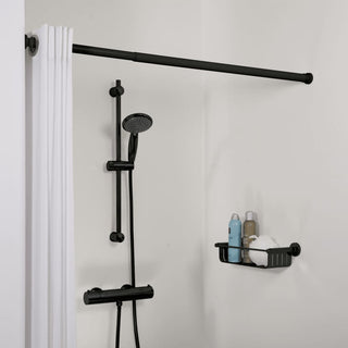 Teleskop-Duschvorhangstange 80-130 cm Schwarz