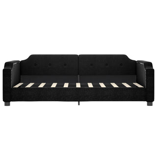 Tagesbett Ausziehbar Schwarz 90x190 cm Stoff