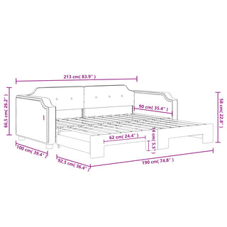 Tagesbett Ausziehbar Schwarz 90x190 cm Stoff