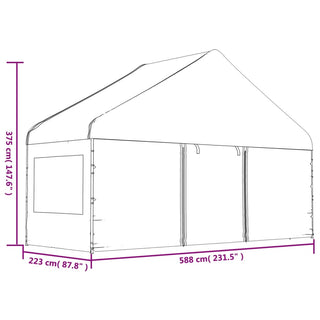 Pavillon mit Dach Weiß 13,38x5,88x3,75 m Polyethylen