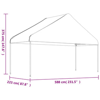Pavillon mit Dach Weiß 6,69x5,88x3,75 m Polyethylen
