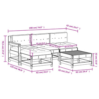5-tlg. Garten-Lounge-Set mit Kissen Imprägniertes Kiefernholz