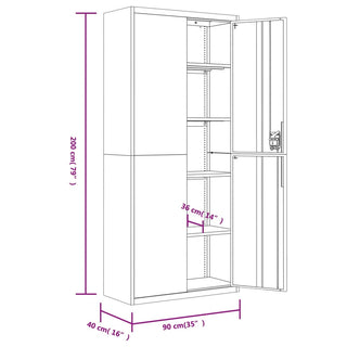 Aktenschrank Schwarz 90x40x200 cm Stahl