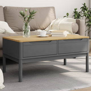Couchtisch FLORO Grau 99x55,5x45 cm Massivholz Kiefer