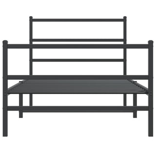 Bettgestell mit Kopf- und Fußteil Metall Schwarz 100x200 cm
