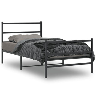 Bettgestell mit Kopf- und Fußteil Metall Schwarz 100x200 cm