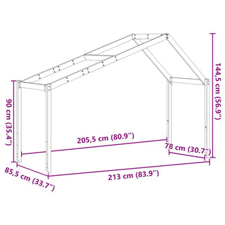 Dach für Kinderbett Wachsbraun 213x85,5x144,5 cm Massivholz