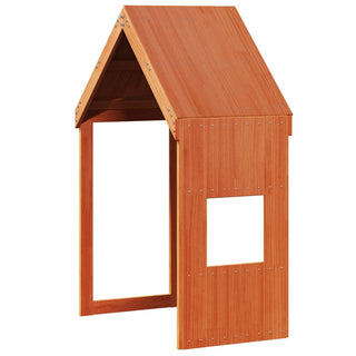 Hochbett mit Dach Wachsbraun 90x190 cm Massivholz Kiefer