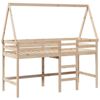 Hochbett mit Leiter und Dach 80x200 cm Massivholz Kiefer